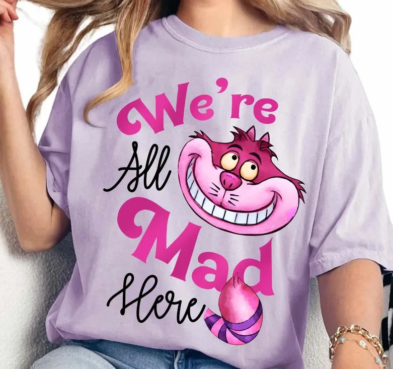 Alice In Wonderland Shirt, We’re All Mad Here Tee, Watercolor Cheshire Cat gallery