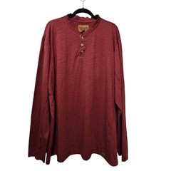 Venado Mens Henley Shirt 2XLT Tall Rust Red Long Sleeve Outdoor Gorpcore Work