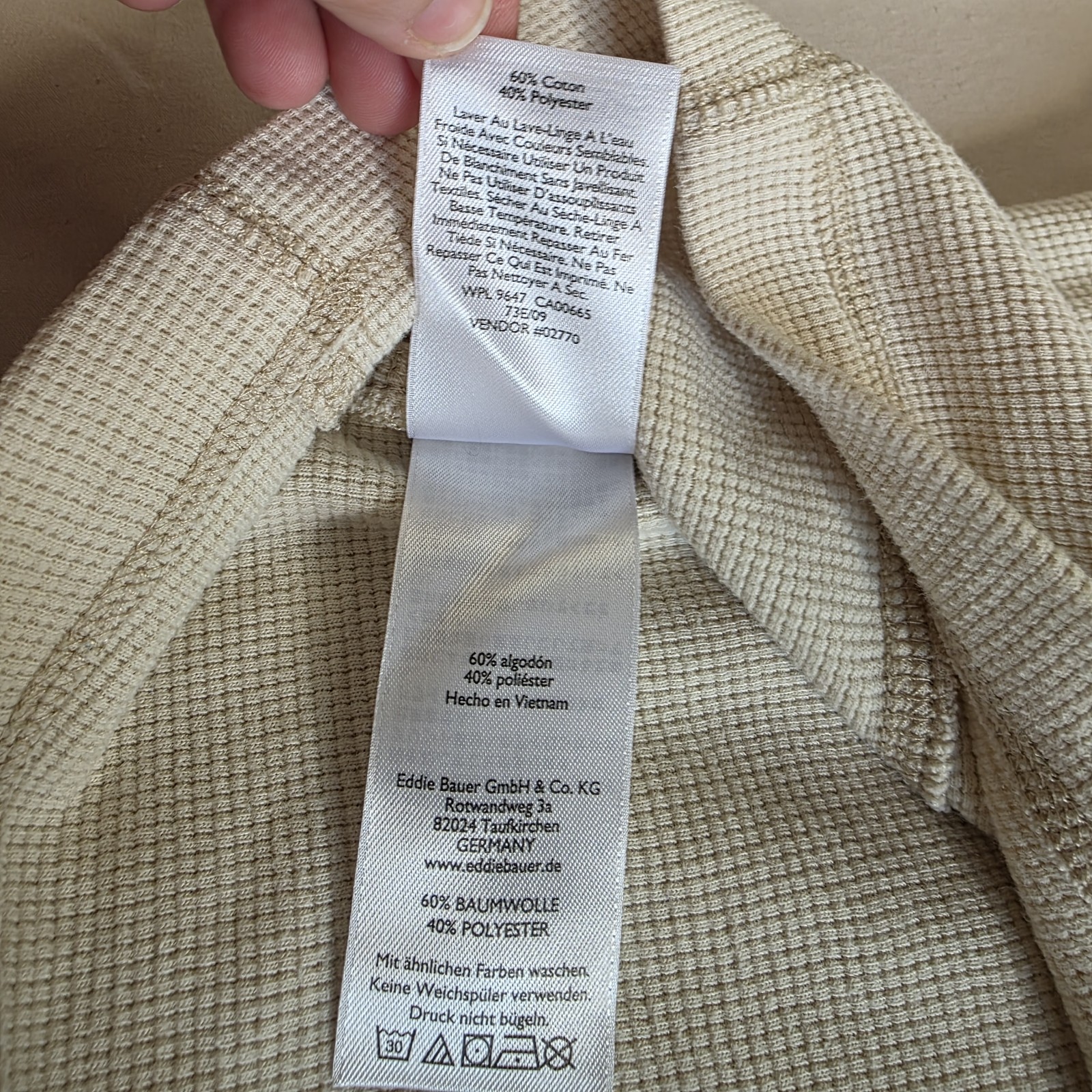 Eddie Bauer Mens Shirt L Cream Waffle Knit Thermal Long Sleeve Crew Neck Casual gallery
