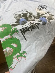 Stussy Light Blue Graphic Tee Medium OVERSIZED Stand Firm World Tribe