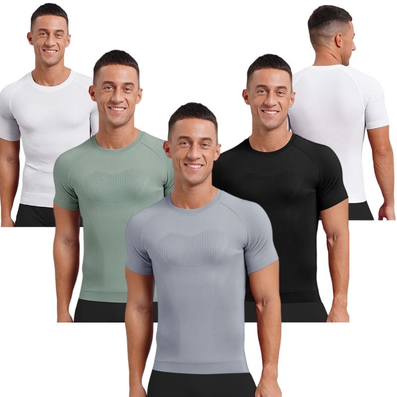 Men T-shirt Muscle Undershirts Quick Drying Shirt Performance Tees Sports Gym gallery