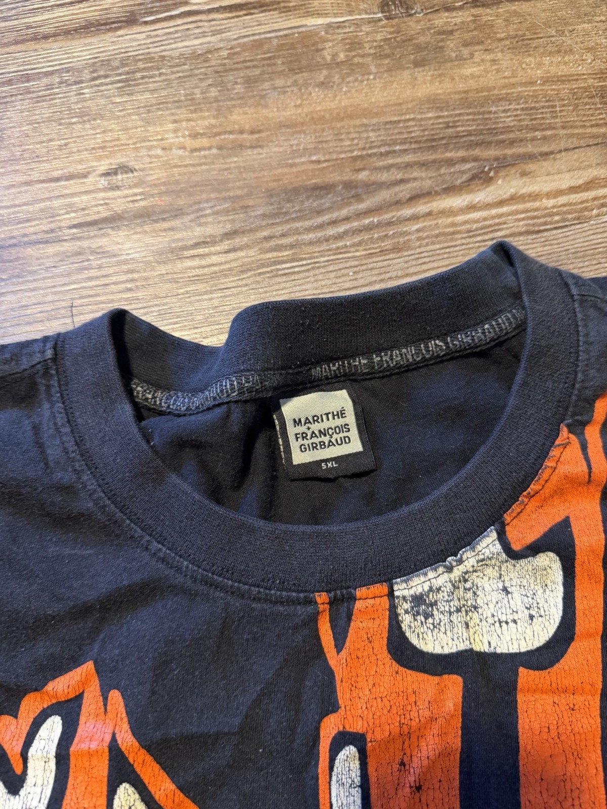 Vintage MARITHE FRANCOIS GIRBAUD Graffiti Shirt Black Orange White SIZE 5XL gallery