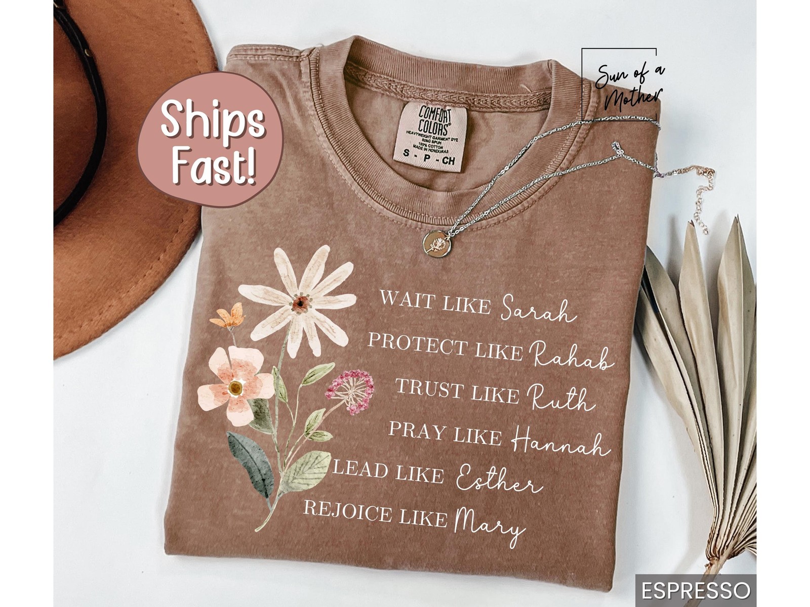 Floral Christian Shirt Women of the Bible Shirt Comfort Colors Religious Shirt B