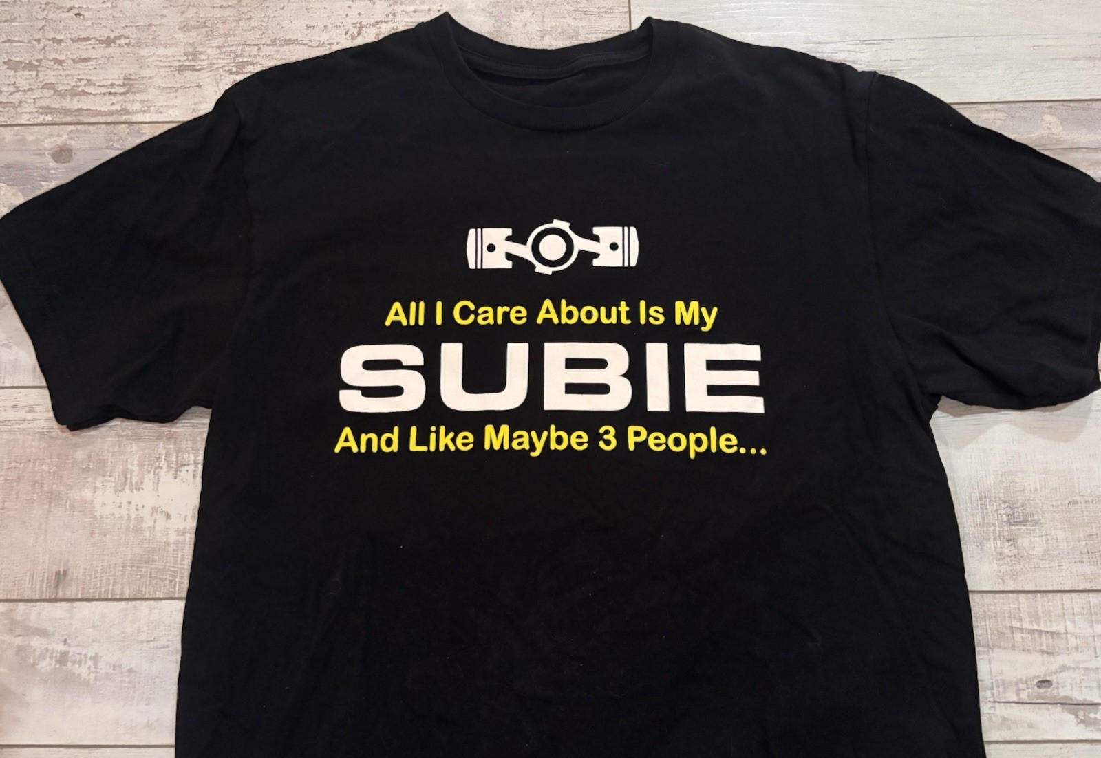 Subaru Short Sleeve T-Shirt size M - Black - NEW - All I Care About Is My Subie gallery