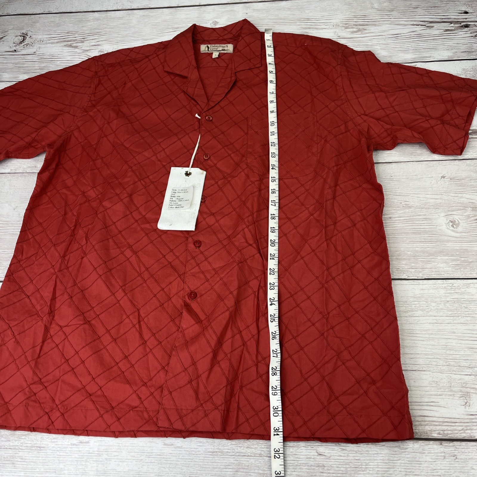 NWT Fisherman's Cove Men's Large Red Clay Short Sleeve Textured Free Shipping gallery