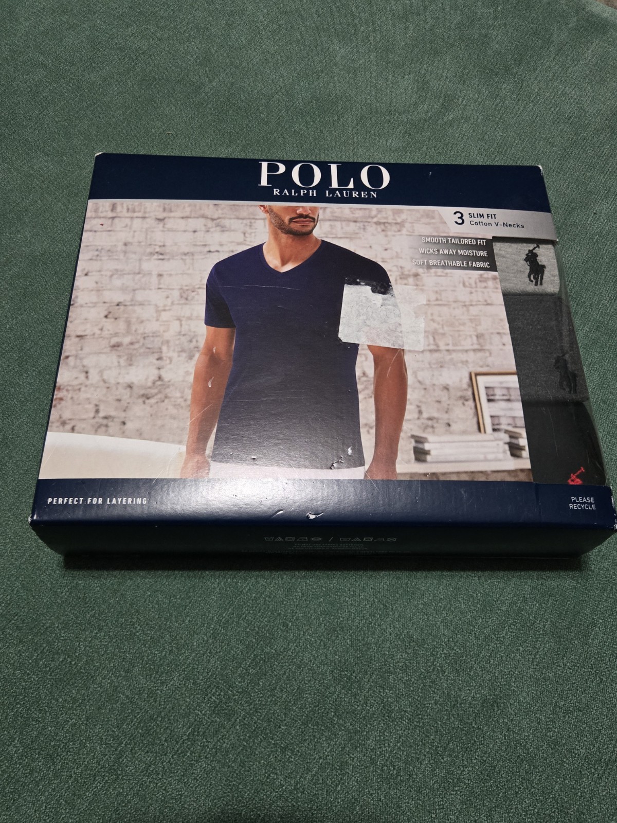 3 Pack Ralph Lauren Polo Slim Fit Cotton Crewneck T-Shirt Mens SMALL Gray gallery