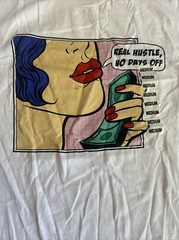 Lichtenstein Style “Real Hustle, No Days Off”Graphic T Medium Comic Graphic New