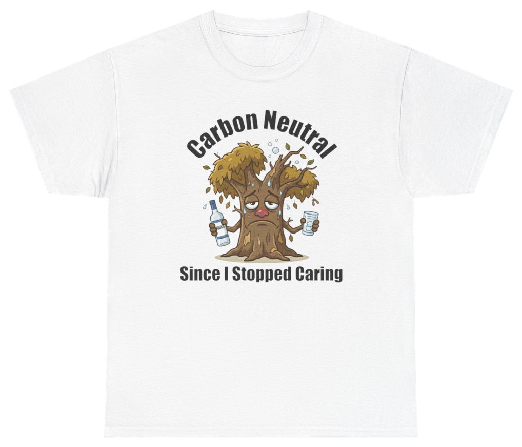 Carbon Neutral Since I Stopped Caring Tee | Unethical Threads gallery