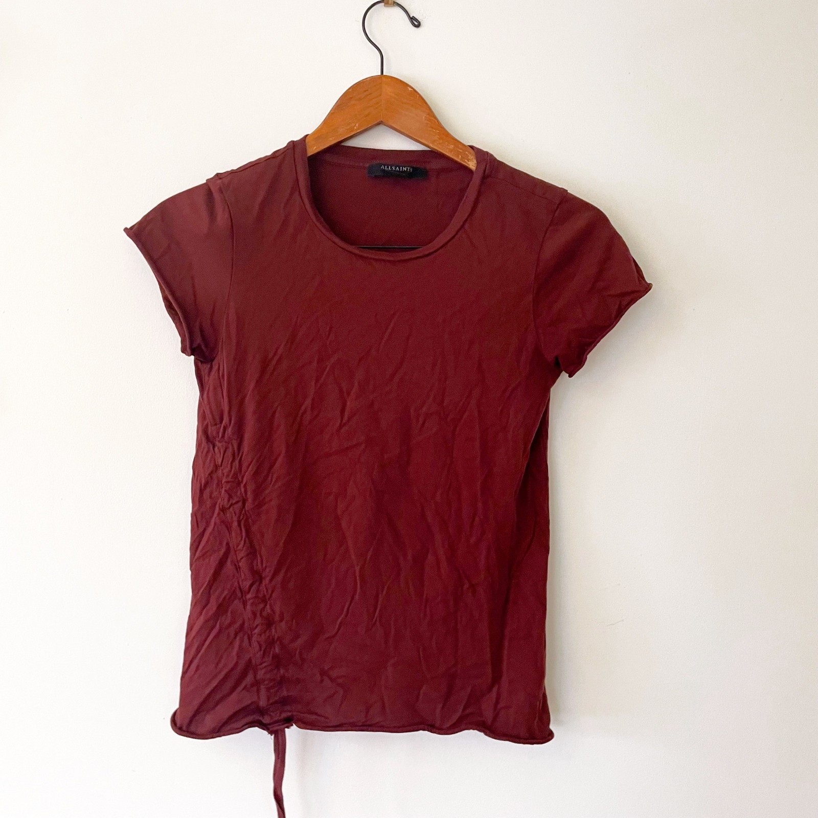 All Saints Oxblood Adjustable T-Shirt, Size Small gallery