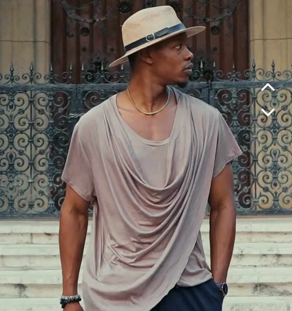 COOFANDY Men’s Draped Short Sleeve T-Shirt Olive XXL Scoop Neck Rayon Blend NWT