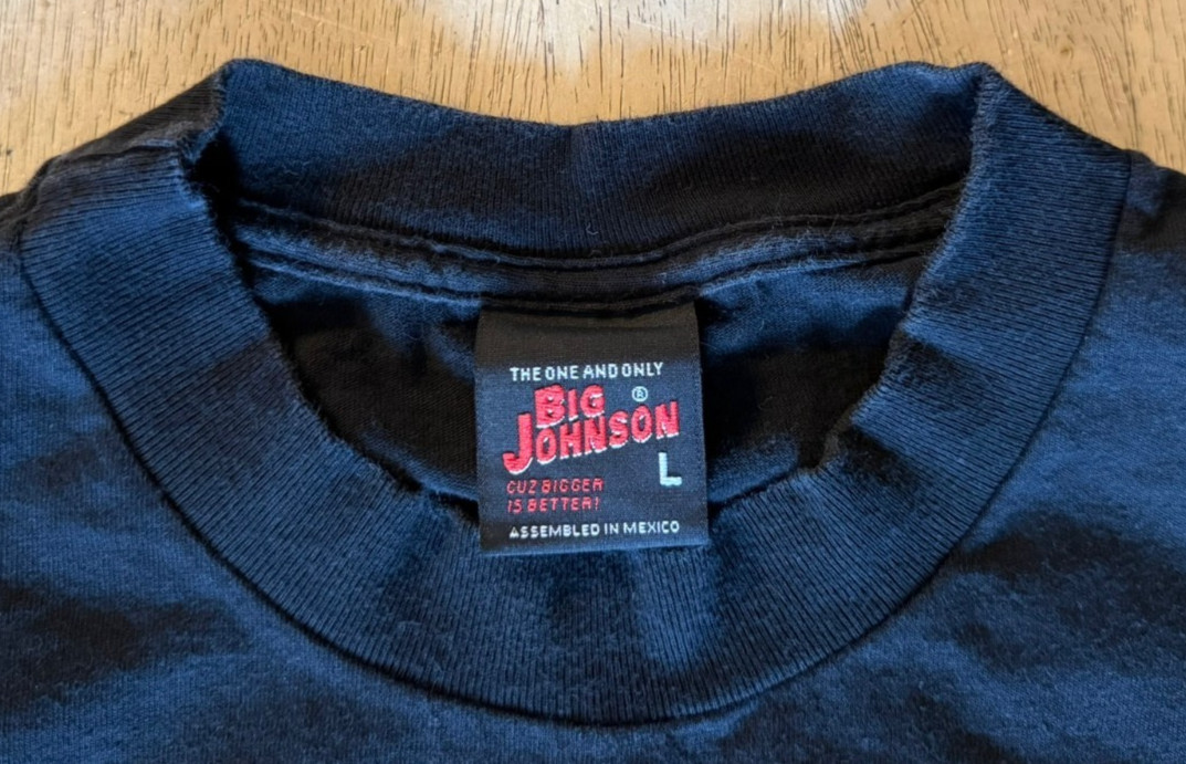 VTG 90s Big Johnson Motorcycles Black T-Shirt - Size Large gallery