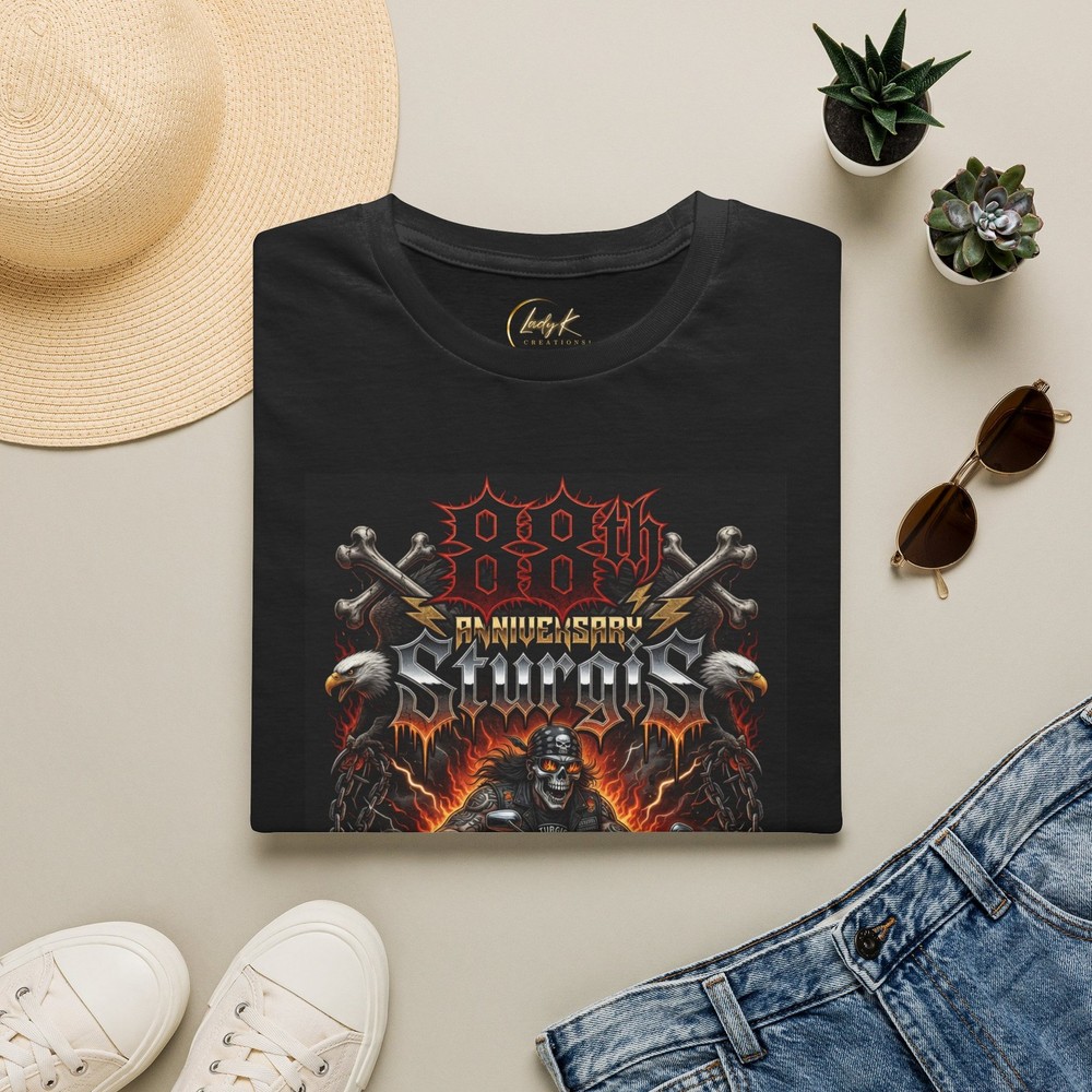 Motorcycle Skeleton Flame Design T-Shirt Biker Skull Graphic