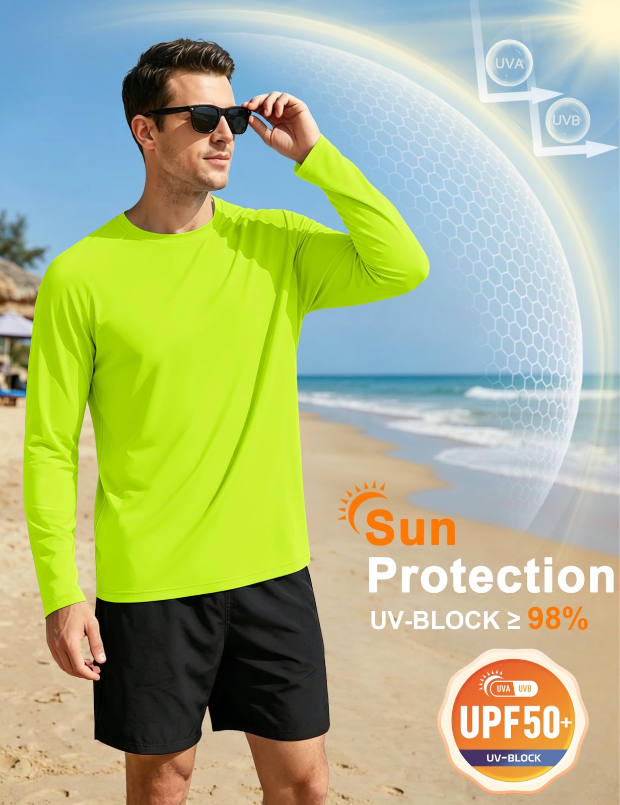 4 Pack Men's Shirts Long Sleeve Sun Protection UPF 50+ UV SPF Dry Fit T-Shirt... gallery