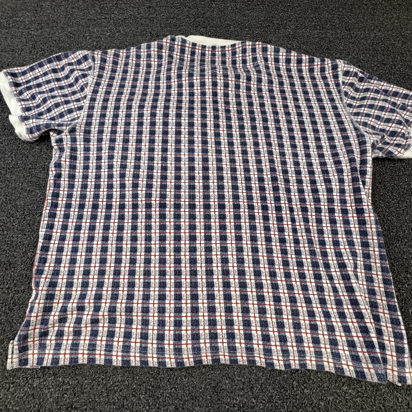 AriZona Shirt Mens XL Blue Short Sleeve Henley Check Pocket Button Logo Tee gallery