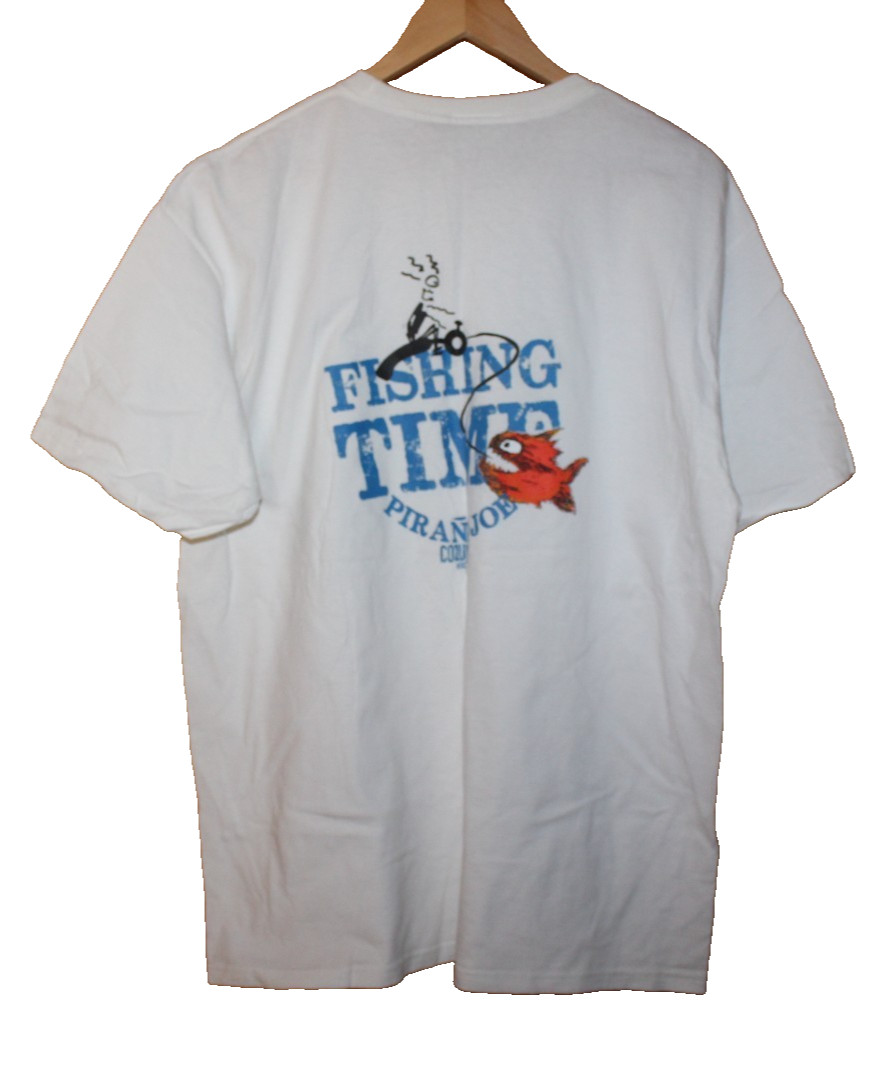 Pirana Joe White Double-Sided Cotton Fish Cozumel Graphic T-Shirt - XL NEW gallery