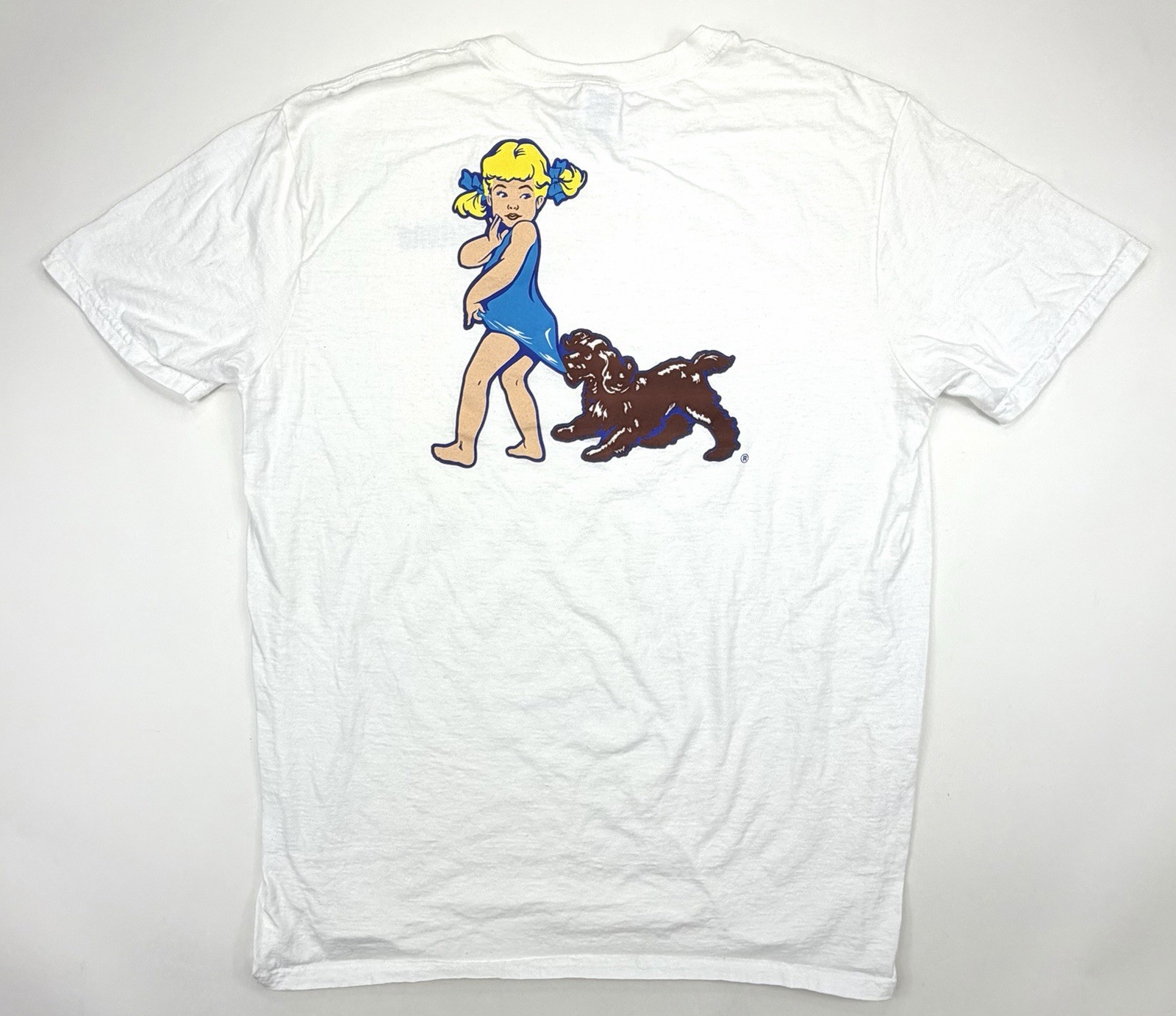 Vintage Coppertone Shirt Mens Large White Graphic Promo Tee Sunblock Dog 90s Y2K