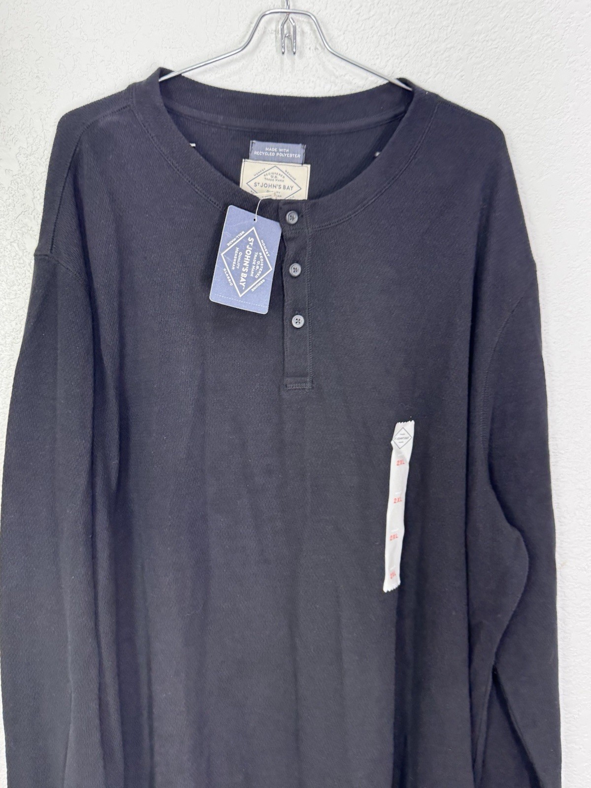 St Johns Bay Black Long Sleeve Tee Shirt Men Size XXL Soft Work Basic New $46 gallery