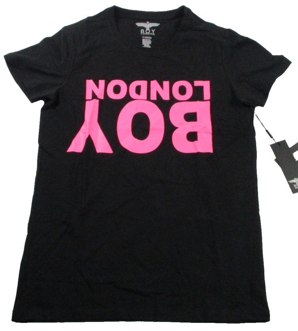 BOY London Shirt MenS Small Black Pink Logo Graphic T-Shirt Crewneck 1299-1301 gallery
