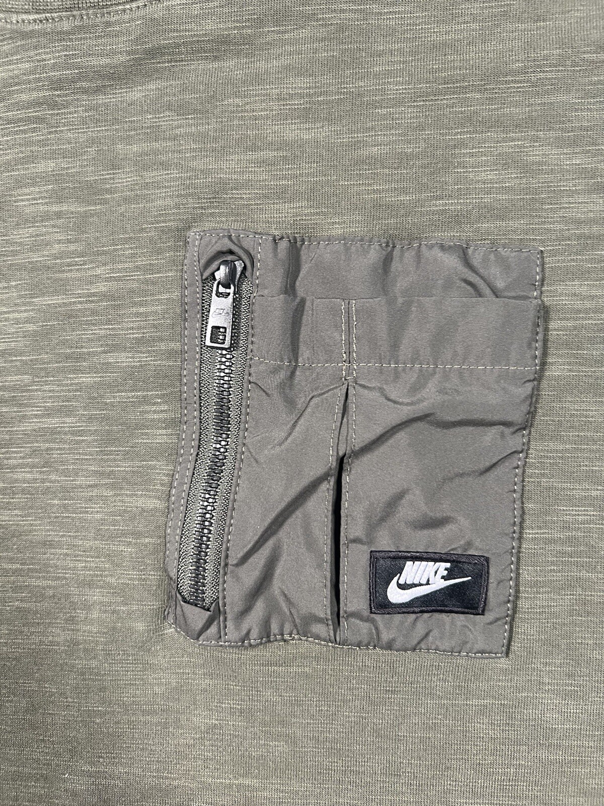 Nike Sportswear Mens M Green Utility Zipper Pocket Short Sleeve Shirt Swoosh gallery