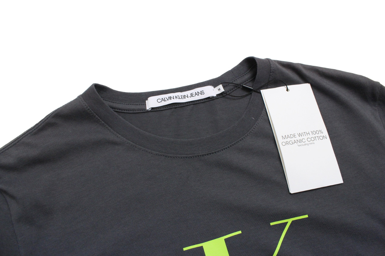 Calvin Klein Jeans T-Shirt Mens M Pullover Stretchy Gray Logo Crew Neck gallery