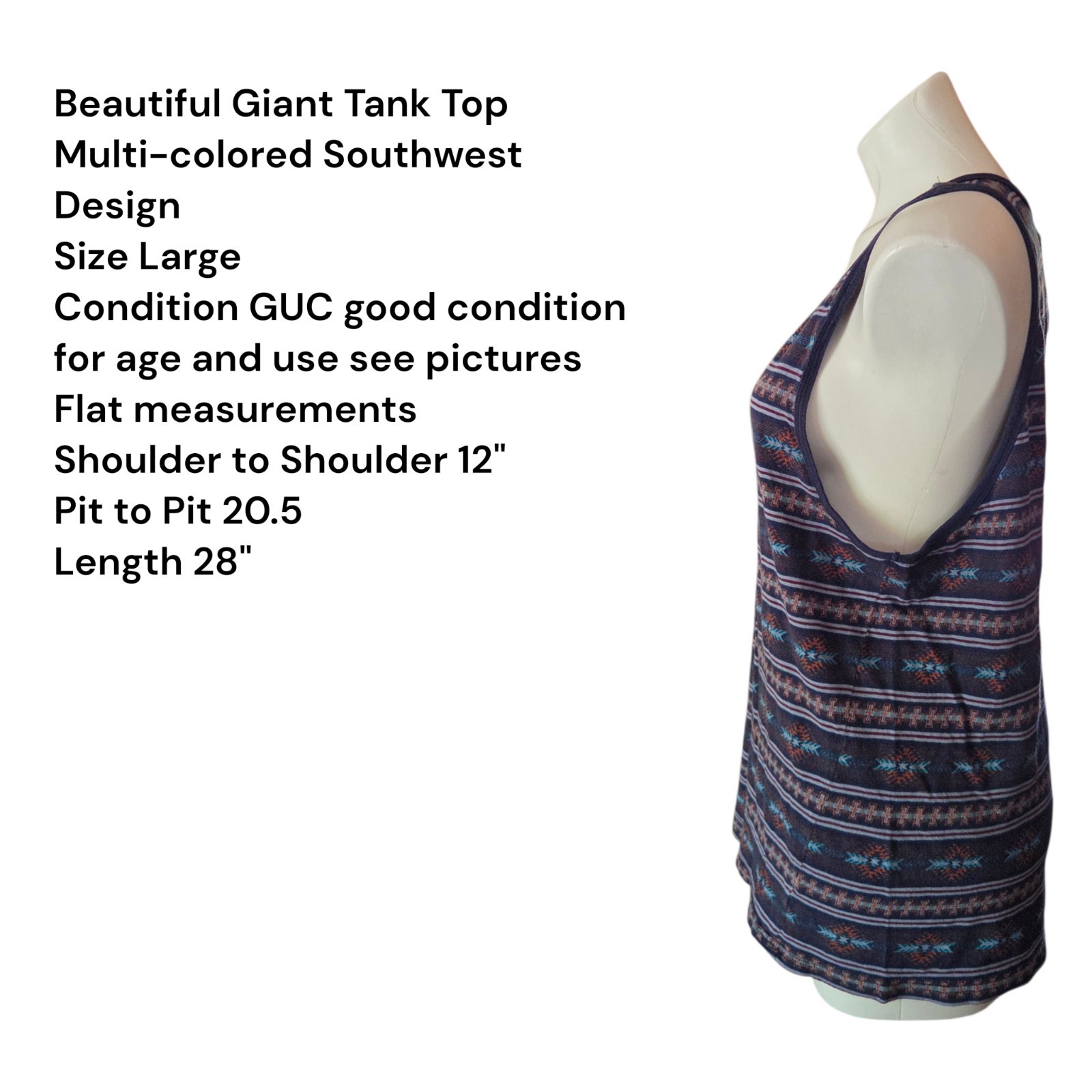 Beautiful Giant Tank Top Men’s Large Multicolored Aztec Southwest Print gallery