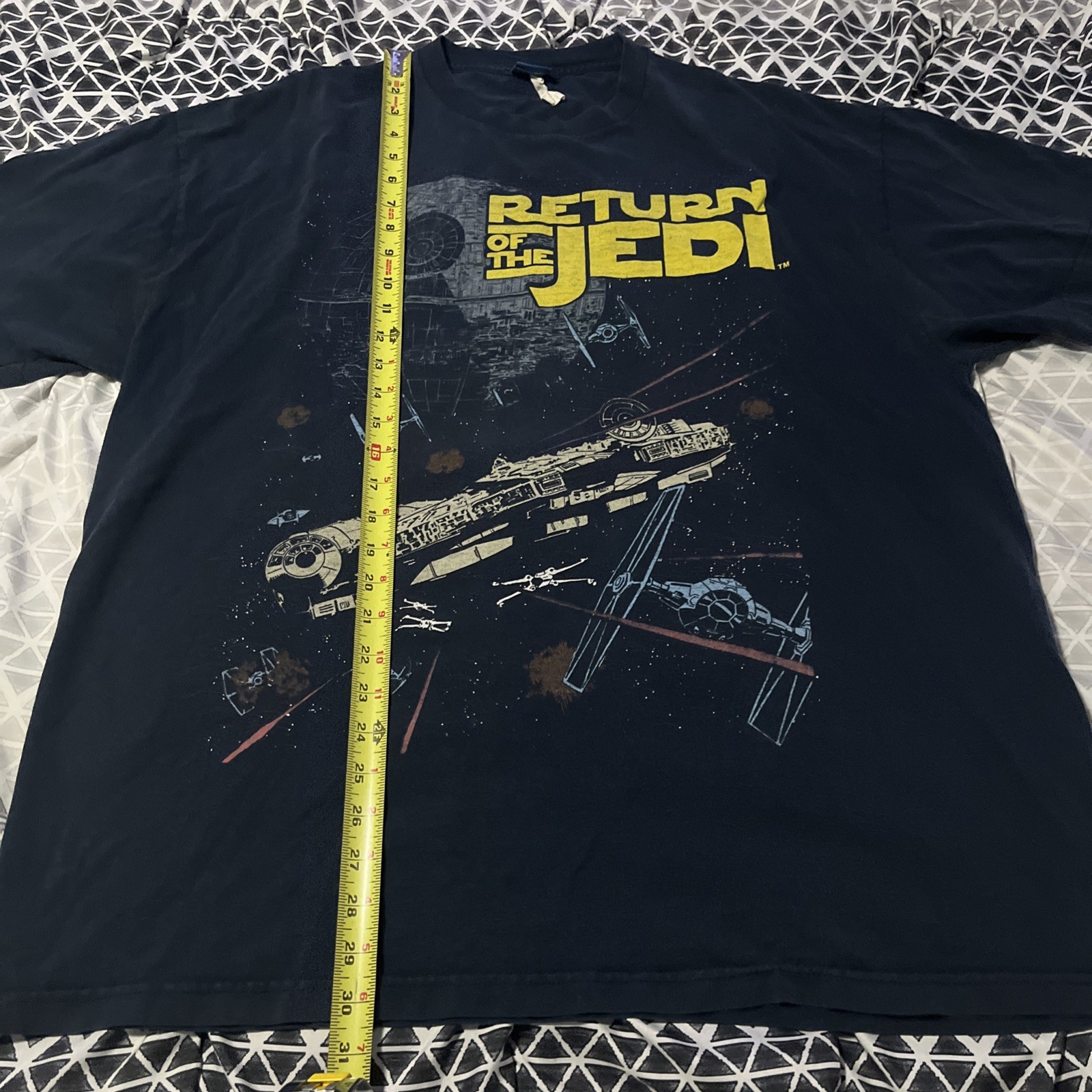 Vintage Y2K Star Wars Return Of The Jedi T-Shirt Death Star Millennium Falcon 2X gallery