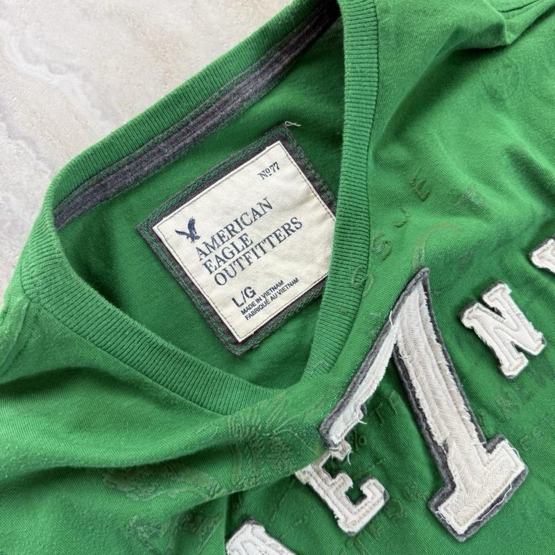American Eagle Outfitters 2000’s Y2K VTG Green Long Sleeve Graphic Logo Tee L/G gallery