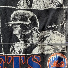 Vintage 1989 NYM Mets MLB Baseball Black T-Shirt Nutmeg Mills USA Free Shipping