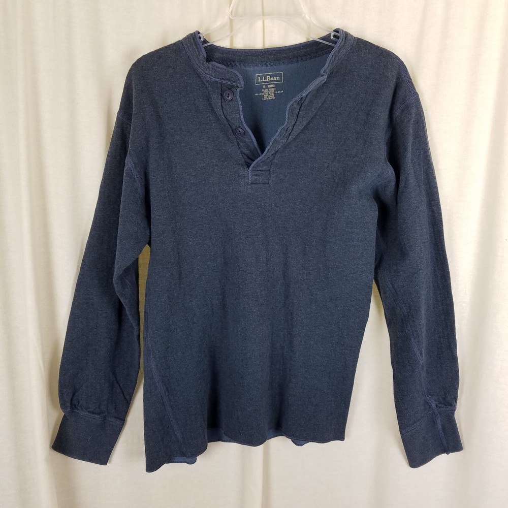 LLBean River Driver cotton wool long sleeve pullover base layer top Shirt Mens S
