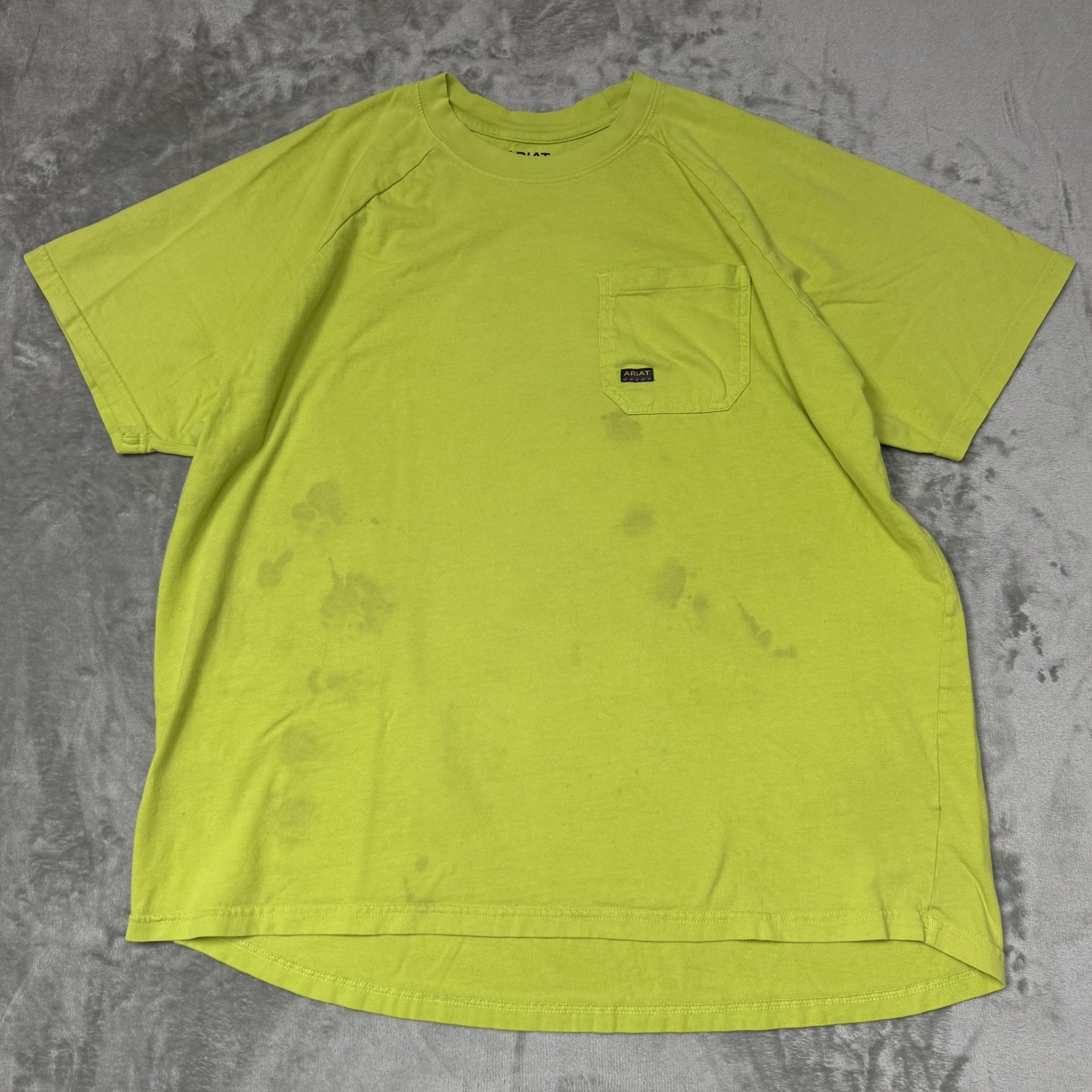Ariat Rebar Men XXL Hi-Vis Lime Pocket T-Shirt Workwear Short Sleeve gallery