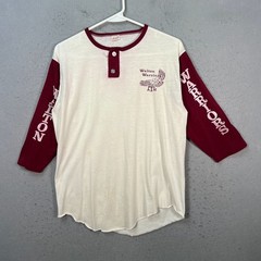Vintage Walton Warriors A&M Raglan Henley T-Shirt 3/4 Sleeve Burgundy & White