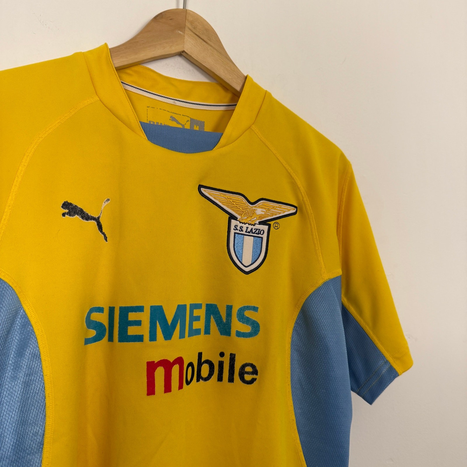 Vintage Y2K SS Lazio Italy FIFA Puma Soccer Football Sports Jersey Yellow Medium gallery