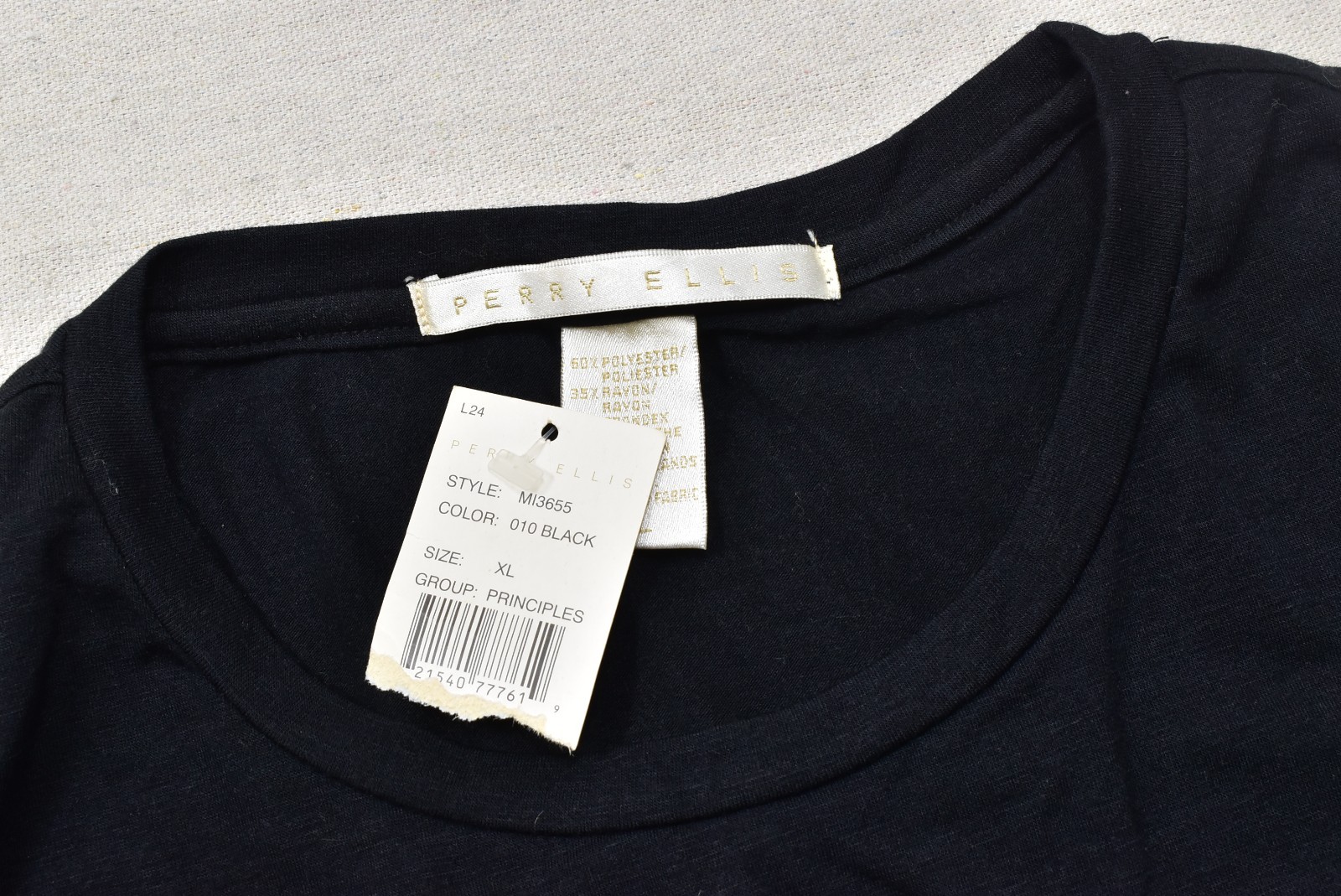 Perry Ellis Shirt Mens XL Black Long Sleeve Crew Neck Principles Tee New gallery