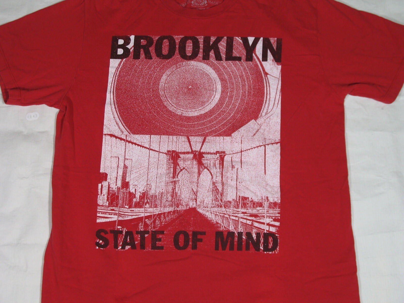Brooklyn State of Mind T-Shirt Mens M Brooklyn Bridge Red Short Sleeve gallery