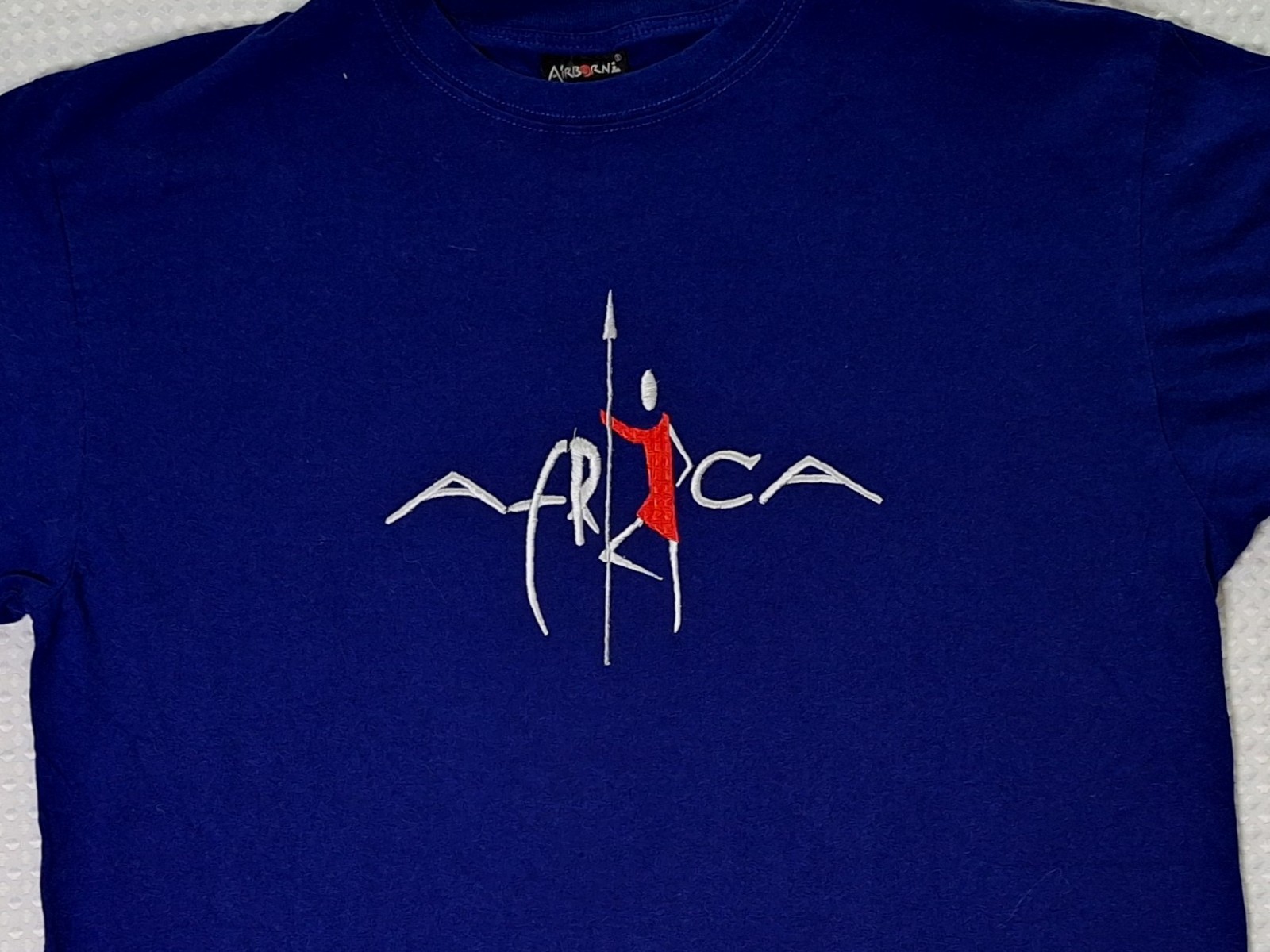 Africa Embroidered Souvenir Blue T-shirt Size L Airborne Kenya gallery