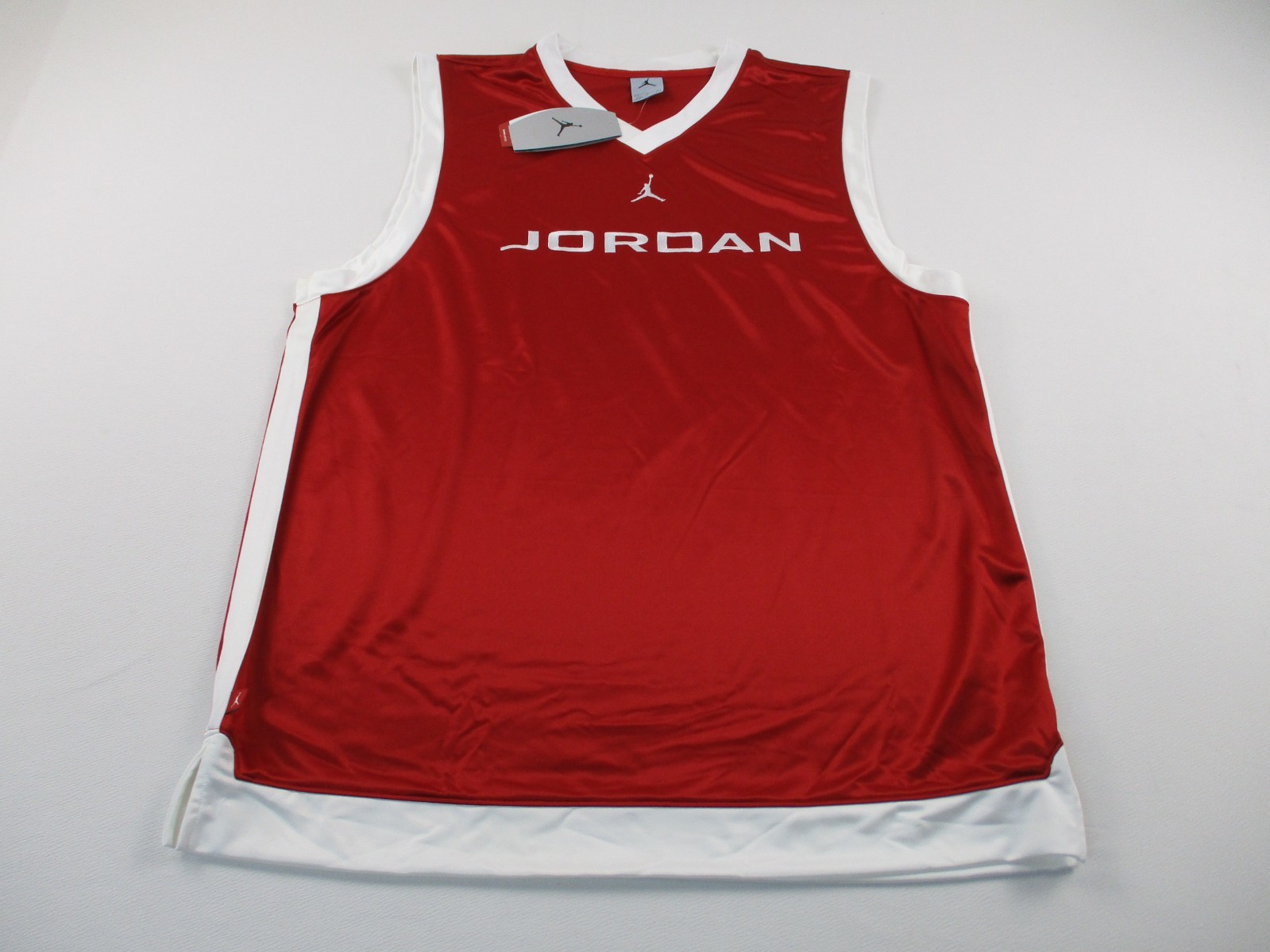 Vintage Air Jordan Shirt Mens XL Red Athletic Tank Top Y2K Baggy Satin Silky gallery