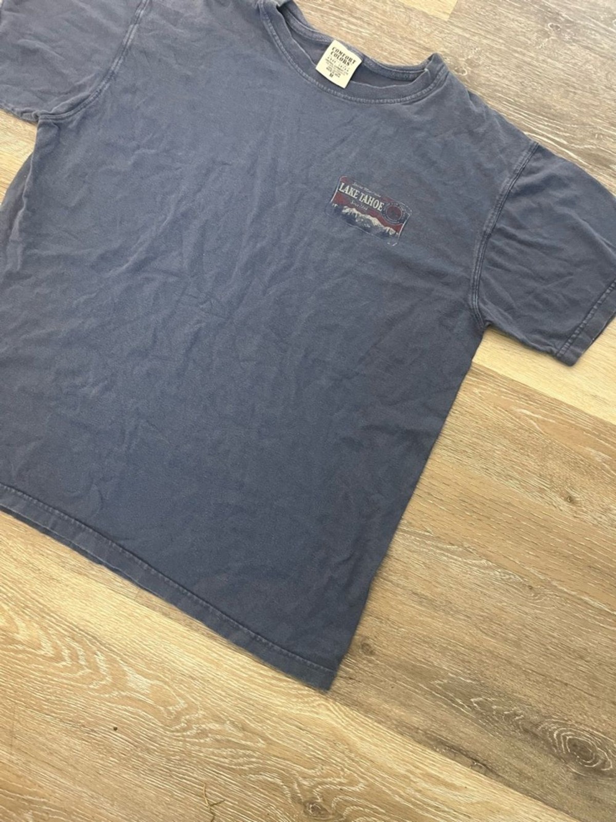 Lake Tahoe Sierra Mountains T Shirt Comfort Colors Blue Graphic Tee Mens Medium gallery