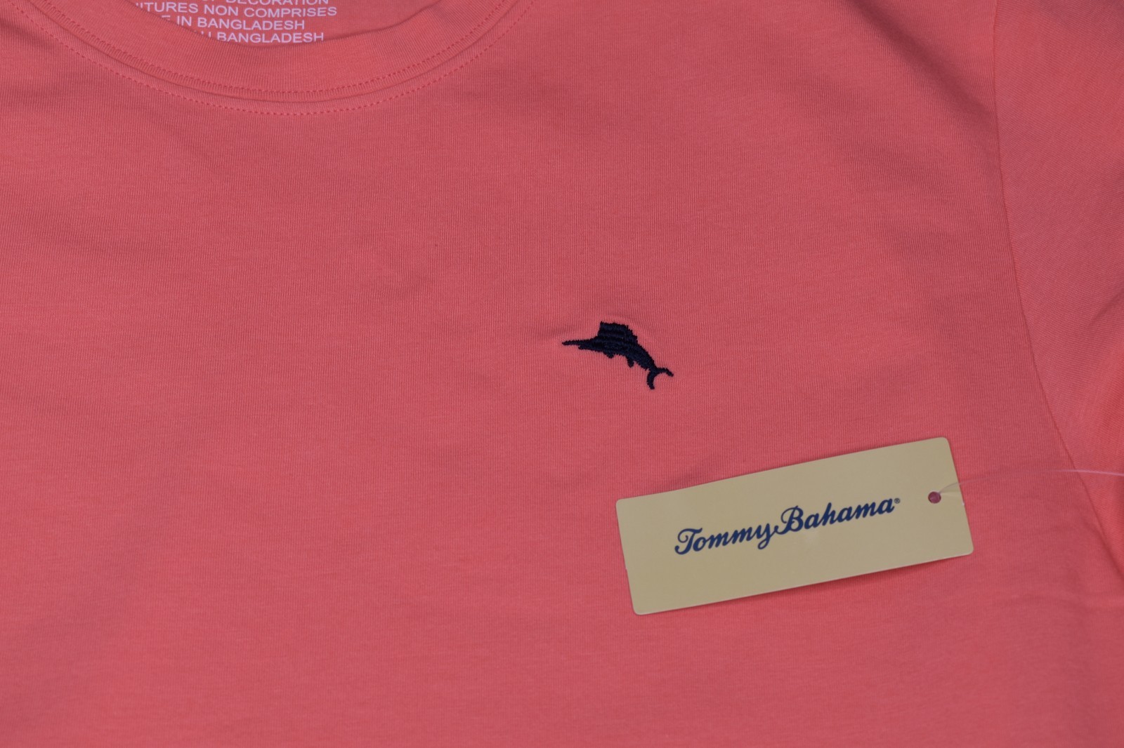 NWT TOMMY BAHAMA Medium Men's Cotton Spandex Crew Neck Tee Coral gallery