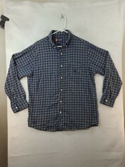 Chaps Mens Large Blue Plaid Long Sleeve Button Up Flannel Shirt
