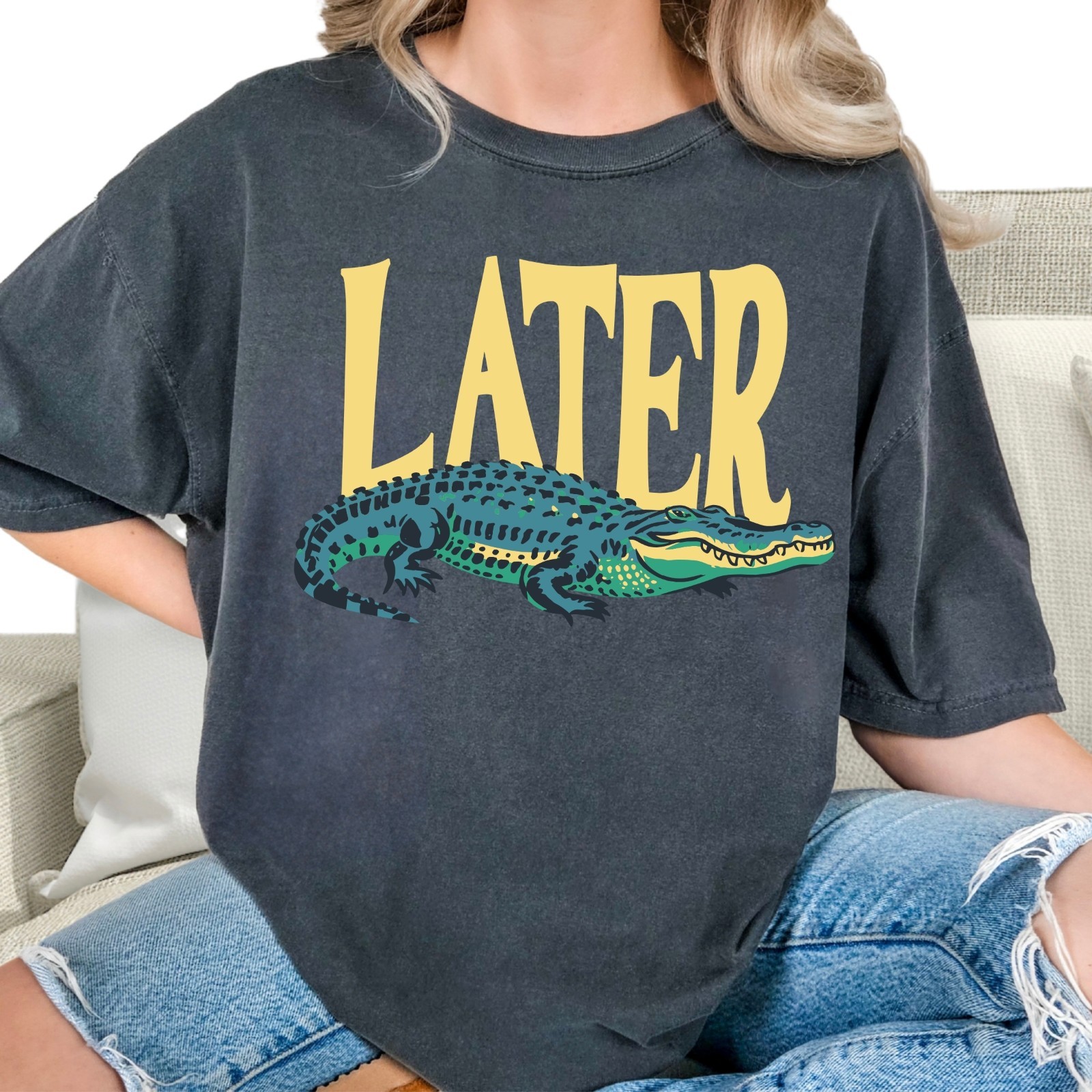 Unisex Alligator T Shirt, Vintage Retro Later Gator Graphic Comfort Colors Tee gallery