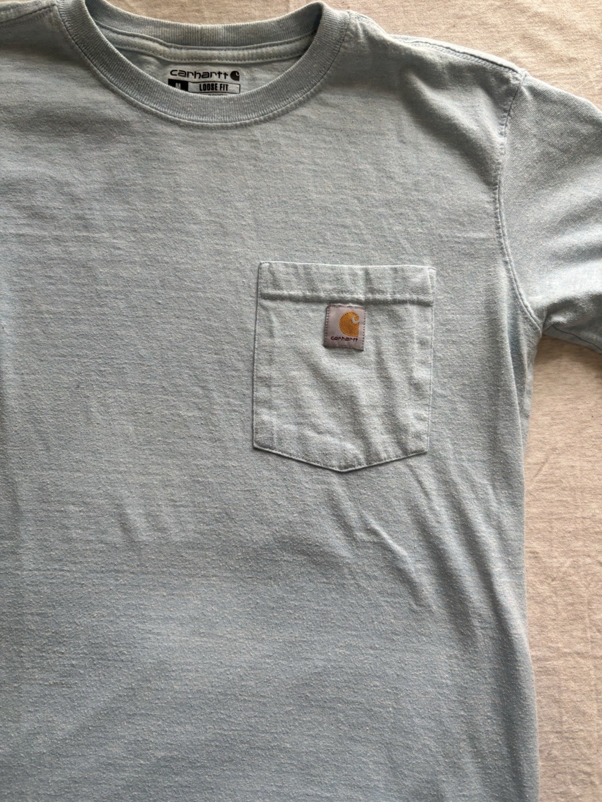 Carhartt Pocket T-Shirt – Men’s Medium – Baby Blue – Loose Fit gallery