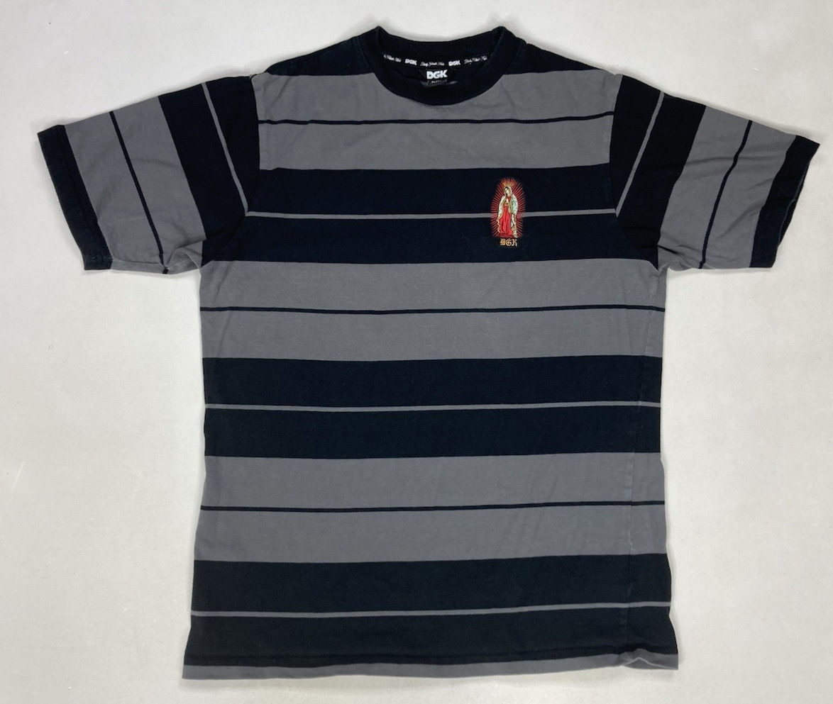 DGK Glory T-shirt Men Small Black Gray Stripe Short Sleeve gallery