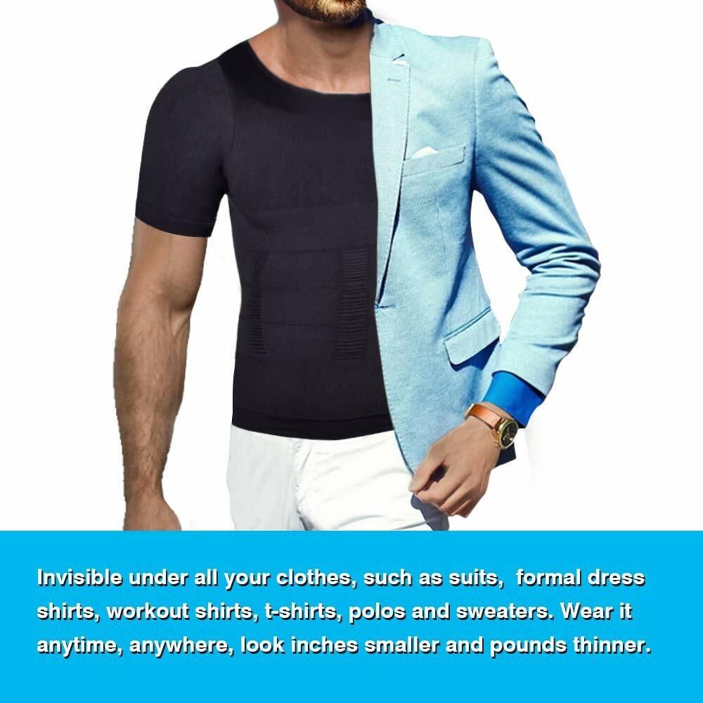 Men Slimming Body Shaper Gynecomastia T-shirt Posture Corrector Vest Compression gallery