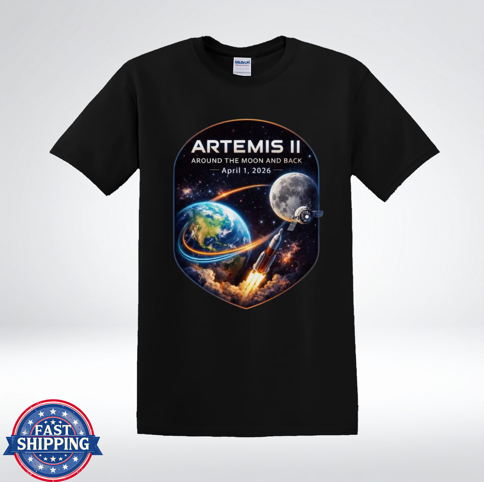 NASA Artemis II Around The Moon And Back 2026 Space Mission T-Shirt gallery