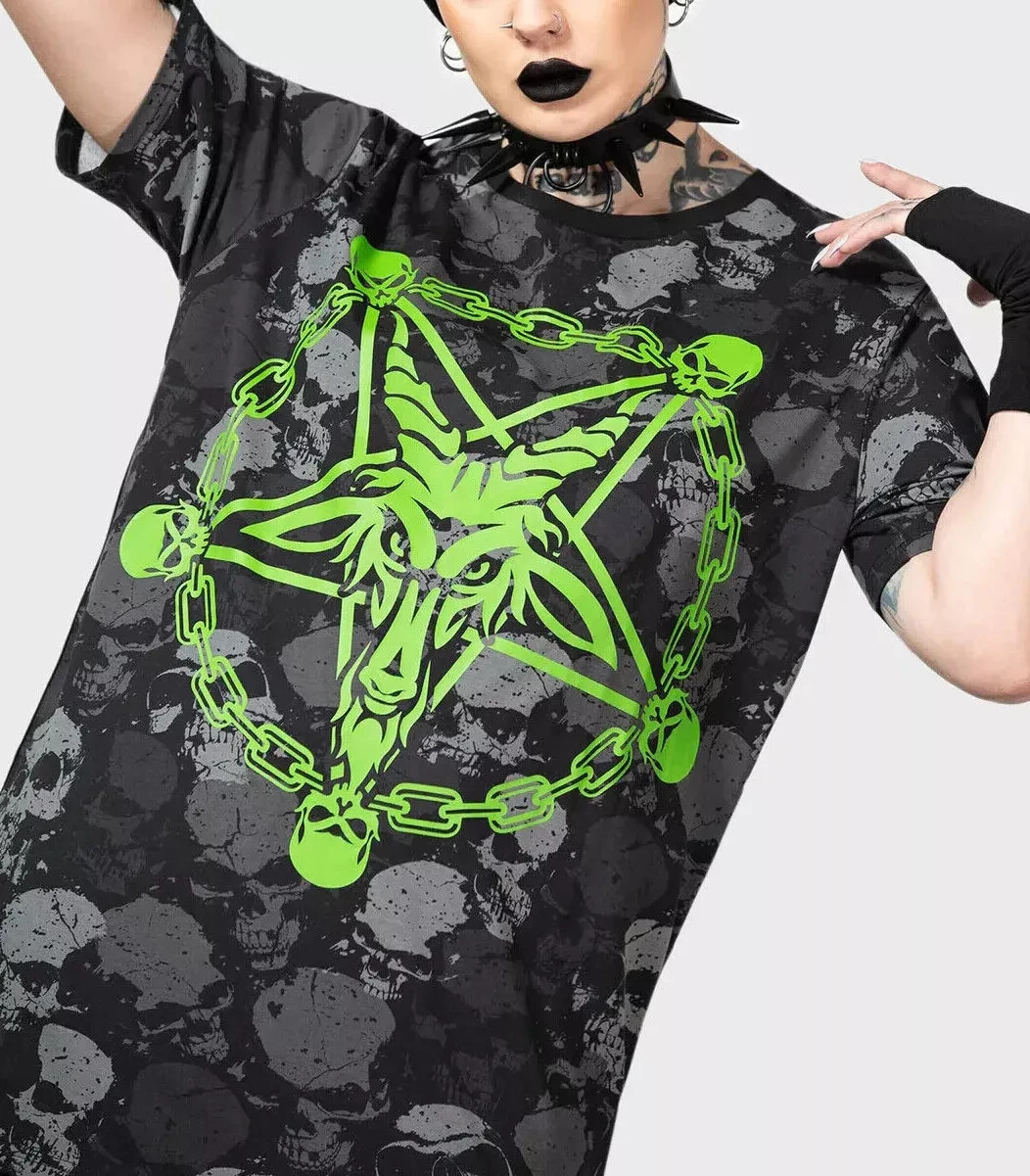 Killstar Tzompantli T-Shirt Unisex Pentagram Satanic Skull Goth Punk Size Large gallery
