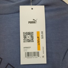 Puma Dash Tee Mens Small Inky Blue Athletic Collegiate Logo