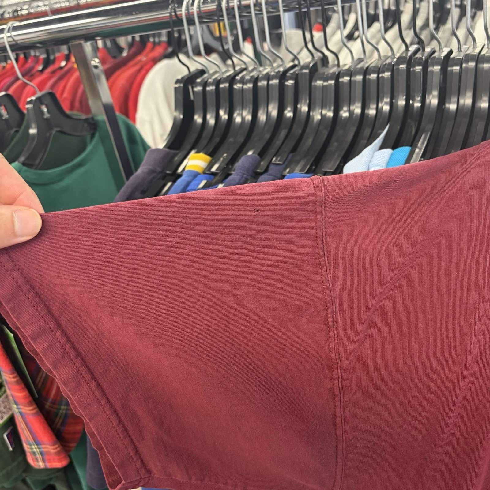 Vintage 90s Russell Athletic Pro Cotton Maroon/Burgundy Blank Pocket Tee Size XL gallery