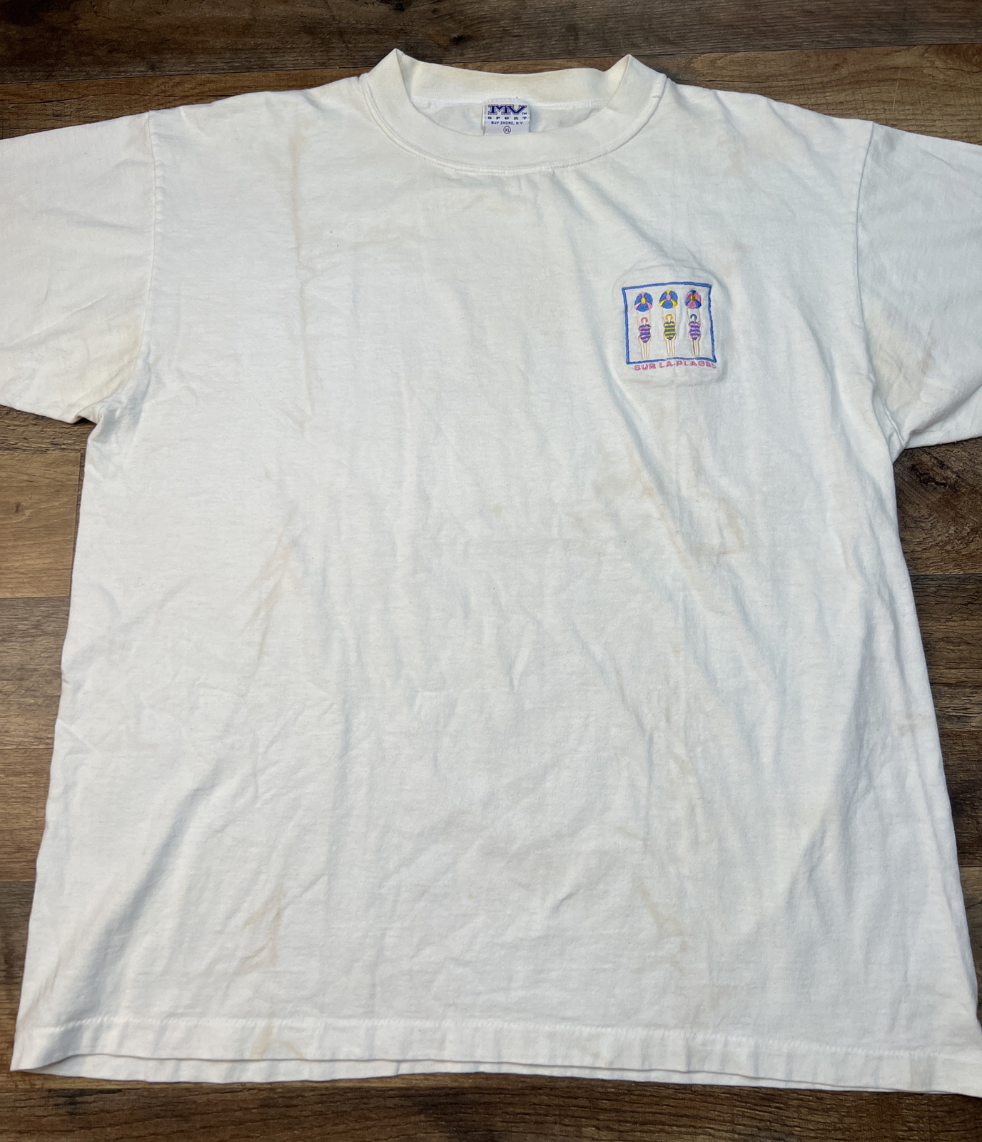 Vintage Travel T Shirt MV Sport Tee USA Made Men’s XL Sur La Plage NJ Swimmers gallery