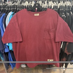 Vintage 90s Russell Athletic Pro Cotton Maroon/Burgundy Blank Pocket Tee Size XL