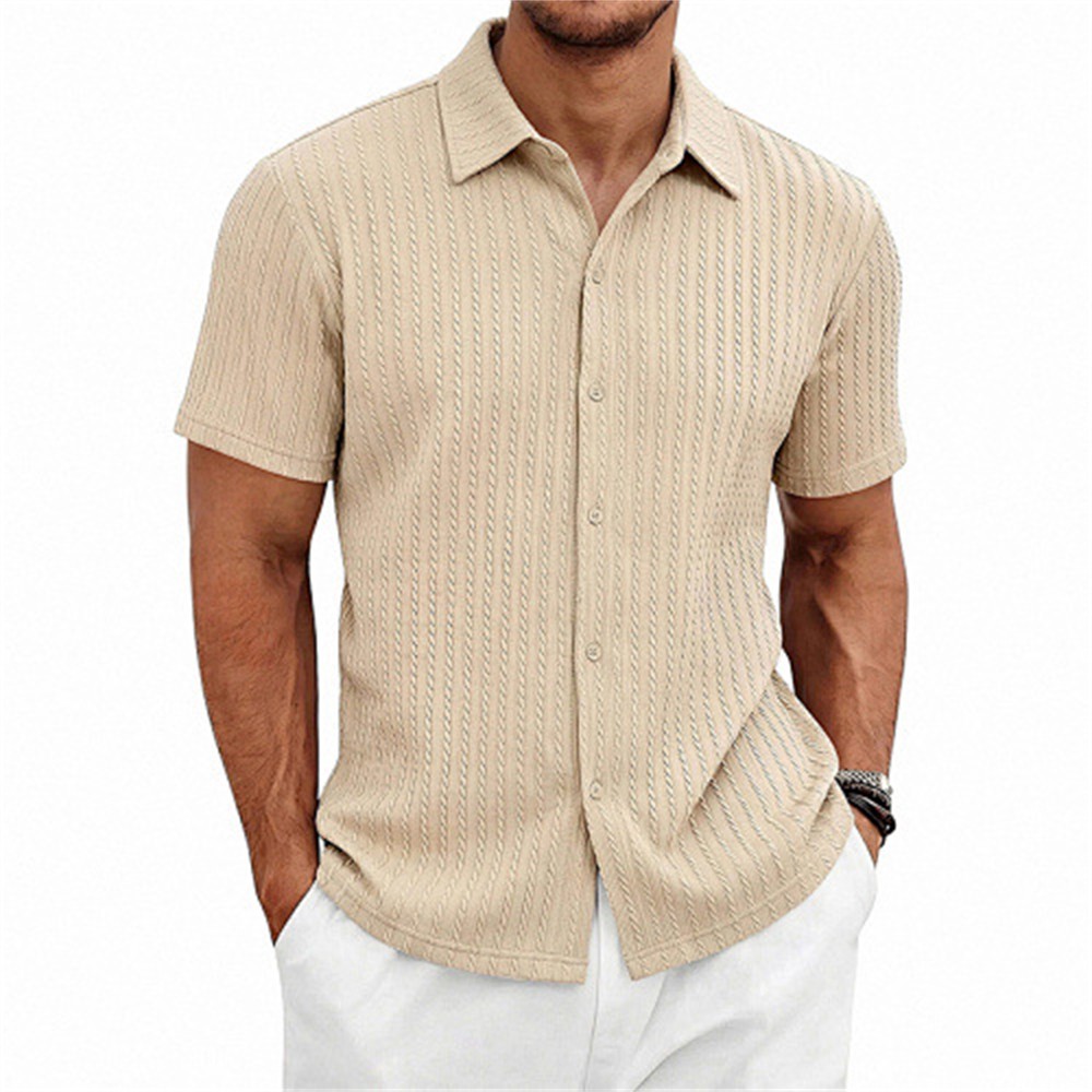 Men's Summer Shirt Casual Slim Shirts Short Sleeve Button Down Tops Blouse gallery